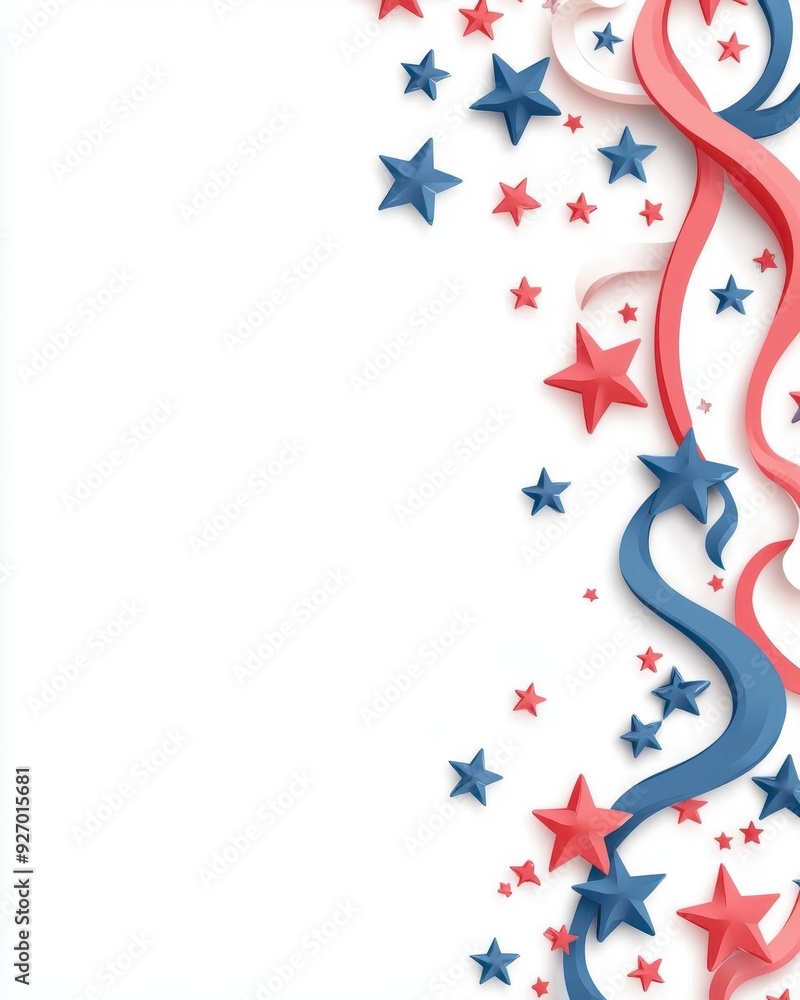 Aufkleber minimalist design with subtle patriotic elements, clean lines and soft colors, elegant stars and str