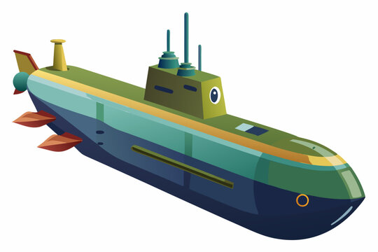 recommend clip art: Cartoon Submarine With Red Fins and Yellow Trim