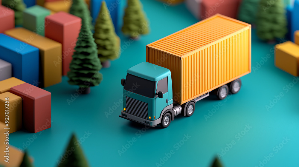 Poster streamlining supply chain stability: warehouse and transport network in 3d illustration space for te