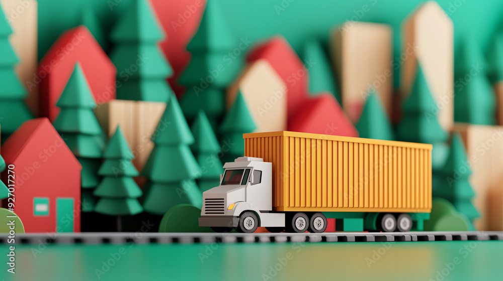 Poster efficient supply chain stabilization: warehouse and transport routes in 3d illustration space for te