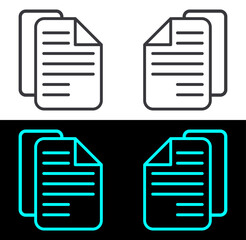 Document and Agreement paper icons. Note page sign symbols.