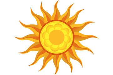 Stylized Illustration of a Sun with Flamy Rays