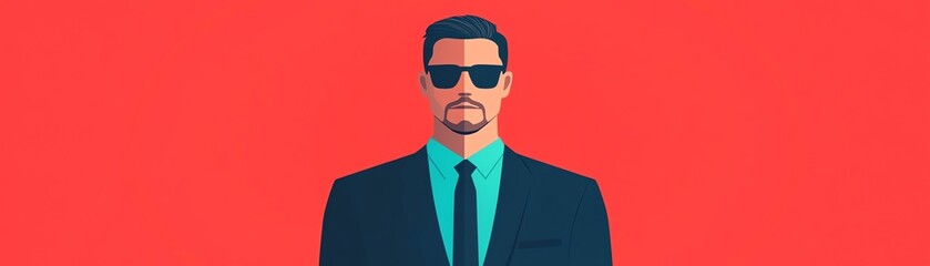 Male symbol, commanding logo, flat design illustration