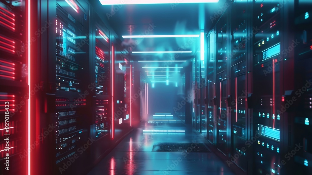 Poster futuristic cloud storage technology with ai-driven solutions in a sleek digital environment