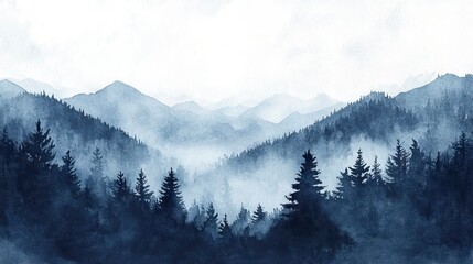 Obraz premium Mountains landscape with pine forest in winter time