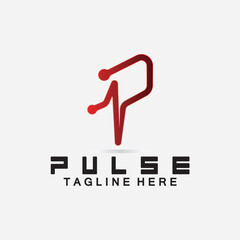  Letter P Pulse Line  Logo Design  vector illustration. design combining Initial P with Pulse.