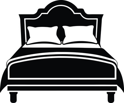 recommend clip art: bed in a hotel silhouette illustration black and white