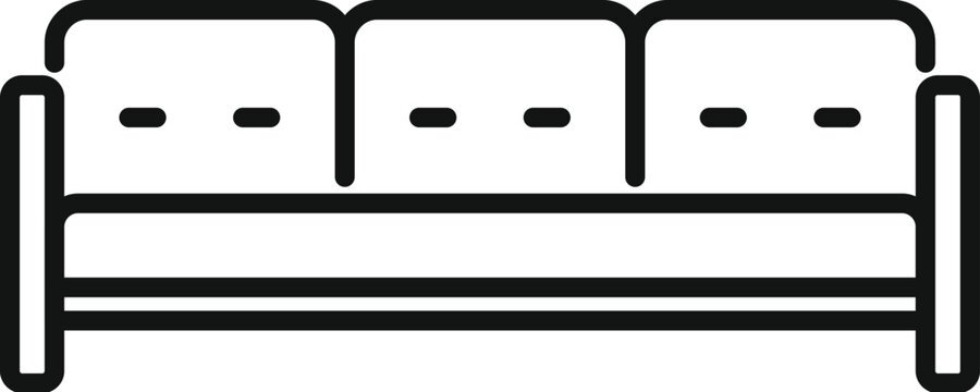 recommend clip art: Simple line art icon of a sofa, perfect for representing furniture and interior design concepts