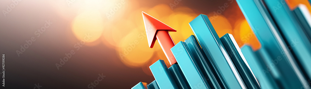 Aufkleber optimizing global economic growth through data analytics - 3d illustration with upward graphs for fi