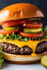 An image of a tasty cheeseburger that looks irresistibly delicious