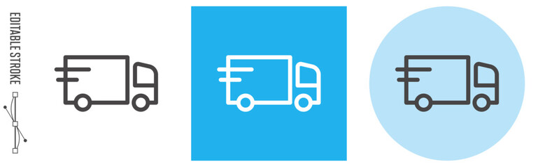 配送トラック｜ライン・アイコン　[線の編集可能]