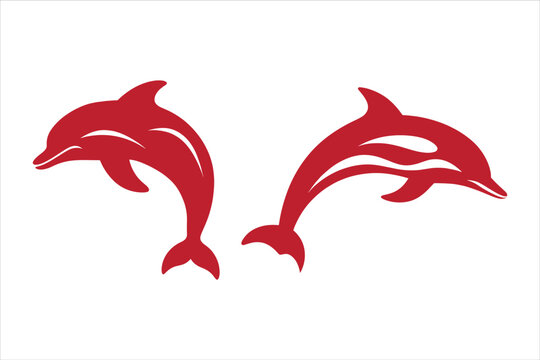Dolphin Silhouette Bundle Set in Various Poses, Dolphin in a jump Silhouette