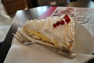 French dessert: lemon tart in Colmar, France