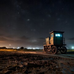 Fototapeta premium combine harvester on a field at sunset