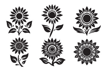 set of black and white flowers