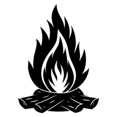 Woodfire flames silhouette vector illustration 