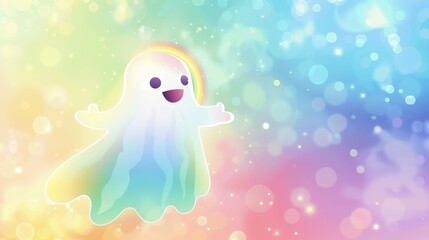 Obraz premium A happy ghost with a rainbow aura