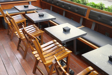Stylish Wooden Outdoor Restaurant Seating Area, perfect for enhancing the dining experience
