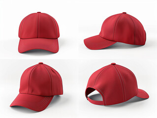 Red cap front, back, and side view mockup can be used for multipurpose