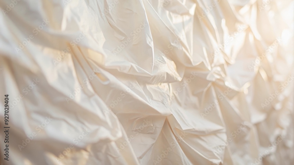 Poster this image showcases a close-up view of delicate, white fabric draped in elegant folds, creating a s