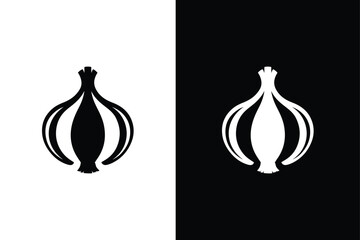 White icon illustration of a whole onion. Onion Icon silhouette. vector symbol illustration.