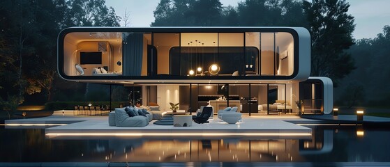 ARenhanced smart home, voiceactivated system, immersive tech, sleek design