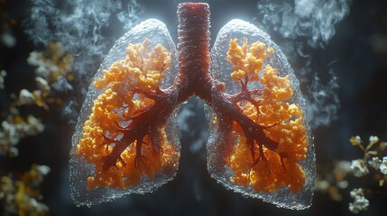 3D Human Lungs with Mucus Production: A realistic depiction of mucus production in the lungs, as seen in conditions like cystic fibrosis.