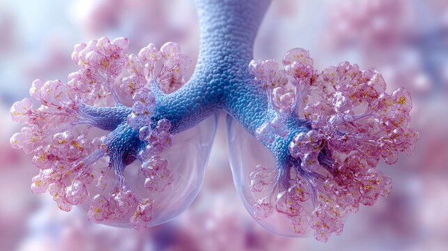 3D Lungs with Bronchodilation: A detailed rendering showing the effect of bronchodilators on the airways, expanding them for better airflow.