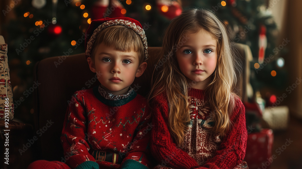 Canvas Prints kids in christmas night