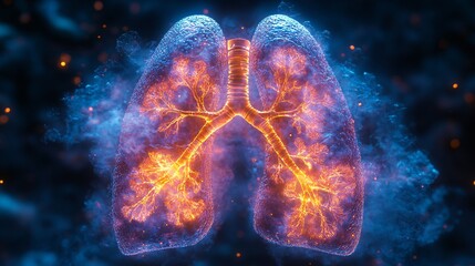 3D Lungs with Respiratory Cycle: A dynamic 3D image illustrating the lungs during the respiratory cycle, showing inhalation and exhalation phases.