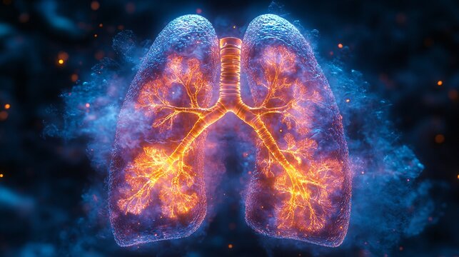 3D Lungs with Respiratory Cycle: A dynamic 3D image illustrating the lungs during the respiratory cycle, showing inhalation and exhalation phases.
