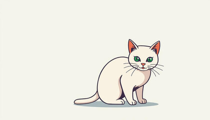 Obraz premium A cat is sitting on a blue background with a full moon in the sky