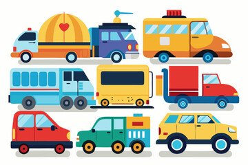 A Colorful Collection of Cartoon Cars and Trucks
