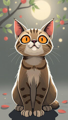 Fototapeta premium A cat is sitting on a rug and looking at the camera
