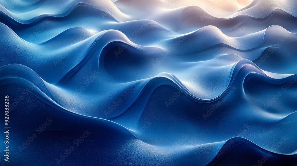 Poster dynamic abstract blue waves with smooth curves and gradient motion ideal for modern minimalist backg