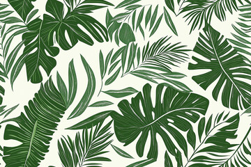 Repeating pattern with fresh green leaves, Repeating green leaf pattern for nature-inspired designs
