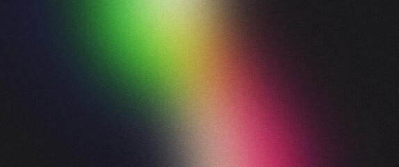 grainy color gradient background, pink green white illuminated spots on black, noise texture effect, copy space