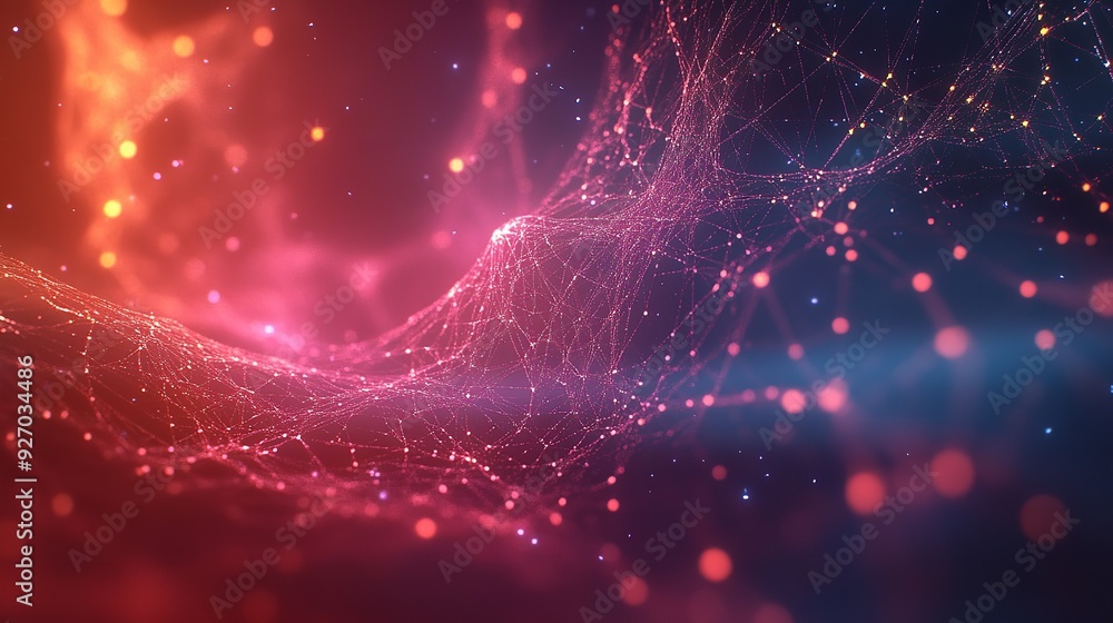 Aufkleber abstract digital network with glowing connections, showcasing technology and data communication in a