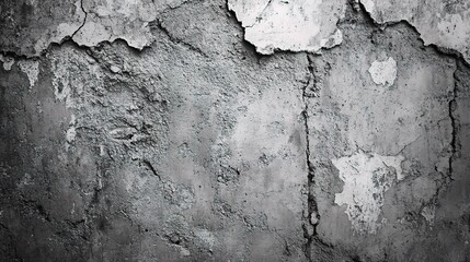 Obraz premium Cracked Concrete Wall: A weathered concrete wall with visible cracks and peeling paint. Perfect for grunge, industrial, urban, and vintage design projects. 