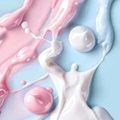 Pastel Liquid Splash – Abstract Pastel Liquid Flowing – Soft Pastel Liquid Texture for Cosmetic and Skincare Design , Hydrating beauty cream , Smooth milk splash effect , Minimalist pastel background