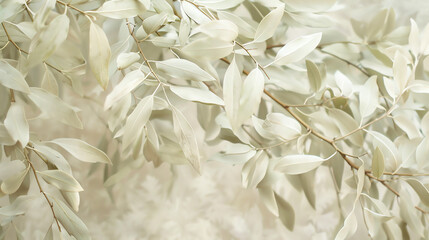 close-up of a white, leafy branch with a slightly textured background