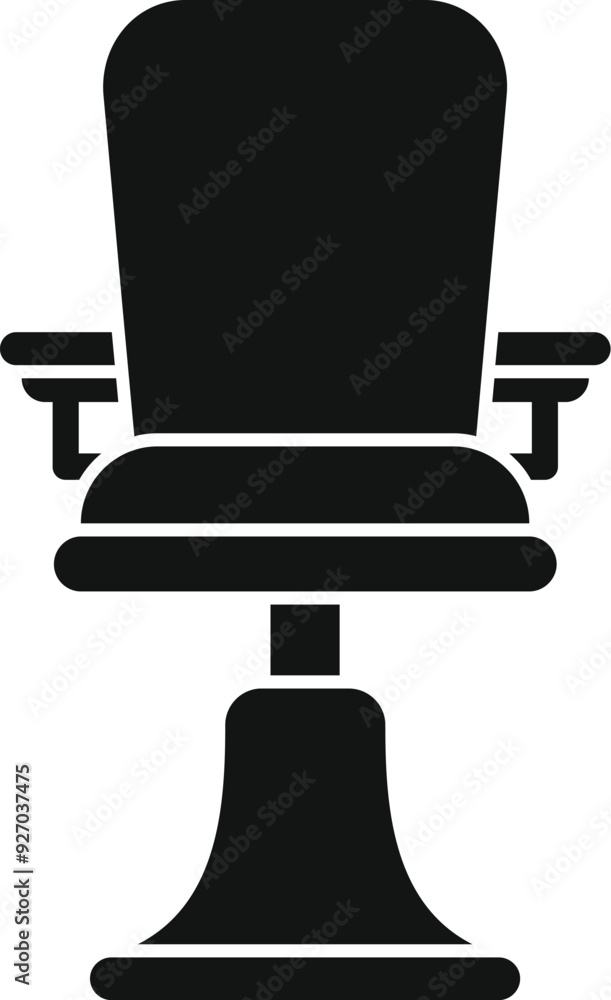 Sticker Black adjustable chair silhouette for barbershop or hair salon, isolated on white background