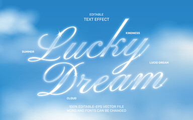 Lucky dream glass blue sky text effects. glass editable text effect