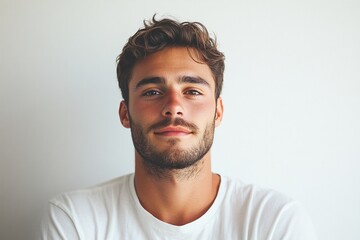 Confident Young Man Smiling in White Shirt