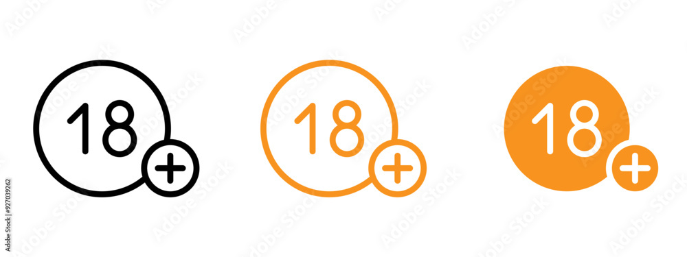Poster 18 plus icon web design in vector
