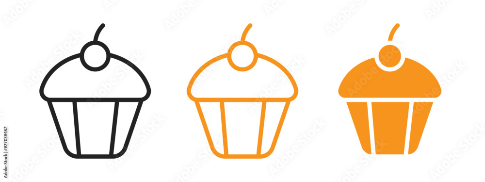 Poster Cupcake icon web design in vector