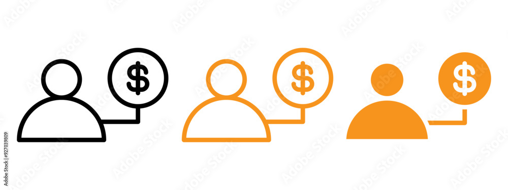 Aufkleber Man with debt icon web design in vector