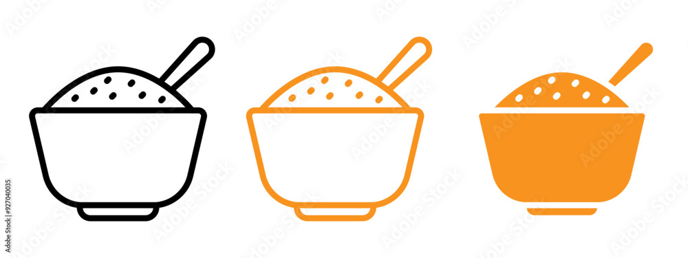 Poster rice bowl icon web design in vector