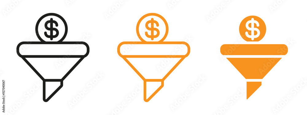 Aufkleber sales funnel icon web design in vector