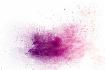 Purple Dust Explosion on White Background